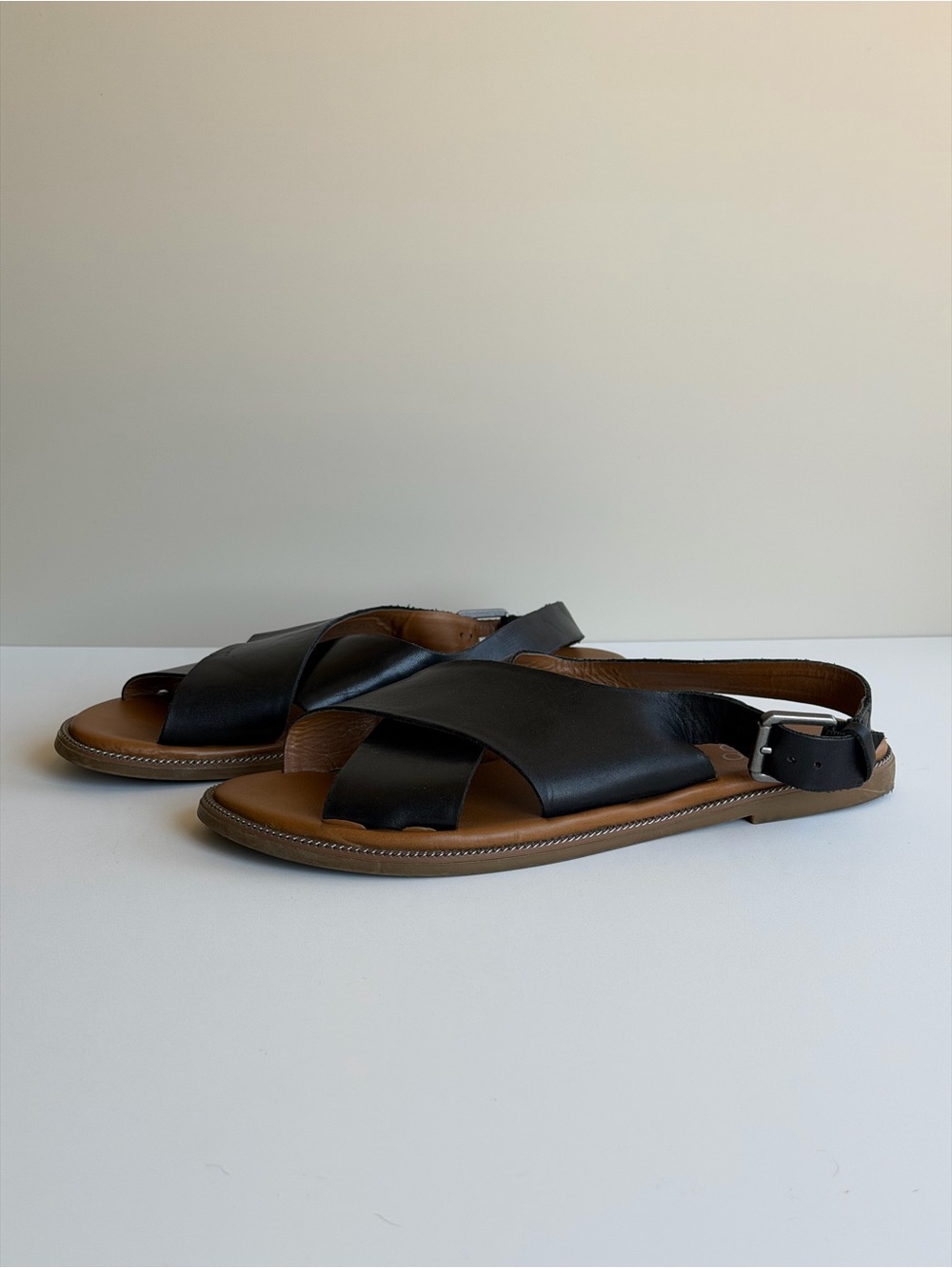 Franco Sarto Black Crisscross Slingback Sandals - Picture 2 of 7